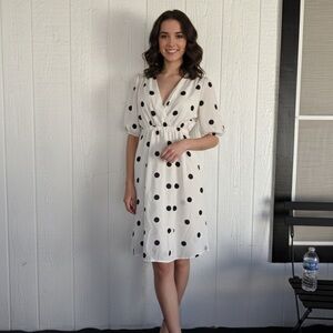 Elegant White Polka Dot Dress